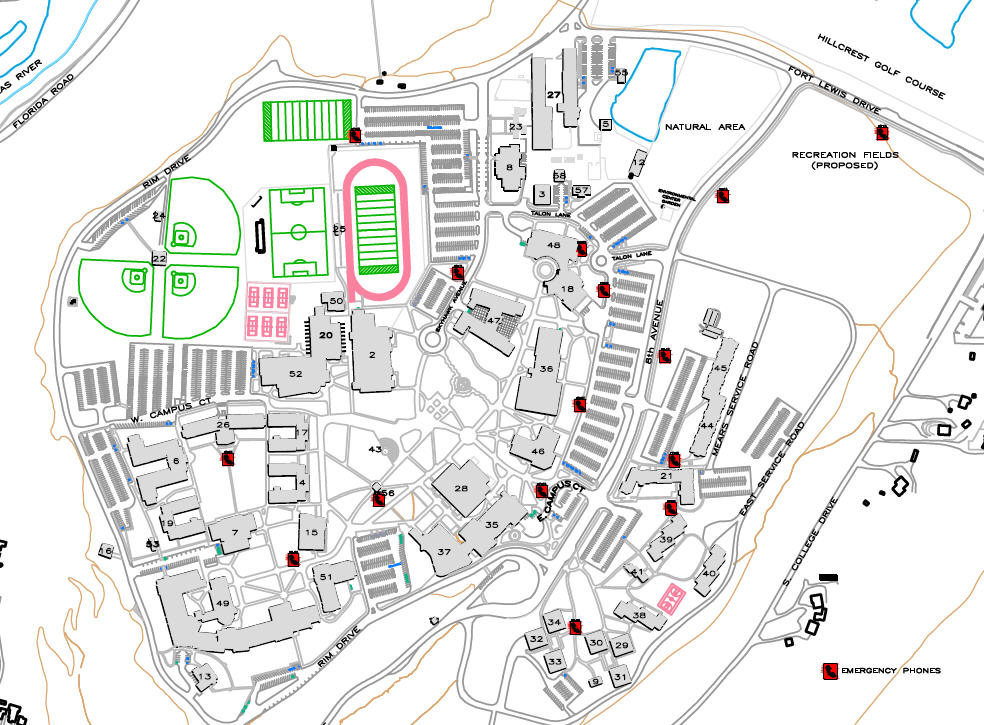 map of emergency phones on campus